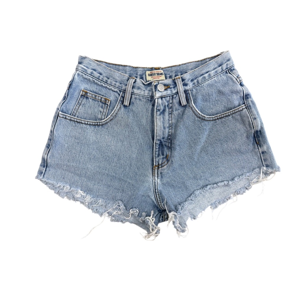 Vintage Guess Jeans High Waisted Denim Shorts Light Wash Cut Off Size 28 USA Z4 - Picture 3 of 10